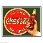 SIGN METAL PLAQUE ICE COLD Coca Cola SOLD HERE Retro poster Advert Coke