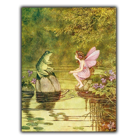 FAIRY & FROG TOAD METAL SIGN WALL PLAQUE nursery kids childrens playroom bedroom