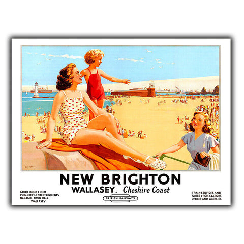 NEW BRIGHTON SIGN PLAQUE Vintage Retro Travel Advert METAL poster print