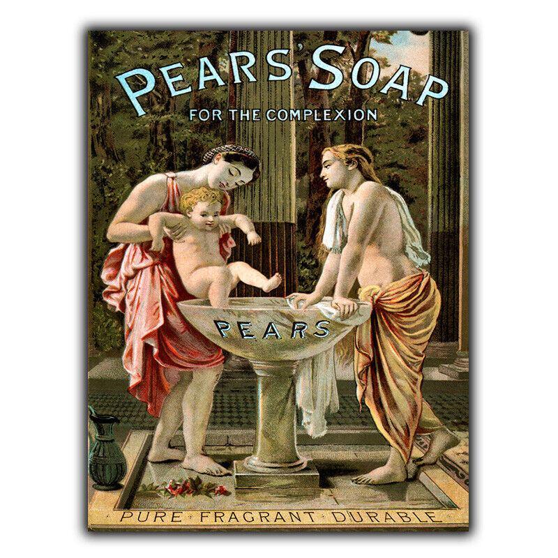 SIGN METAL WALL PLAQUE PEARS SOAP Vintage Bathroom Kitchen Advert art print 1860