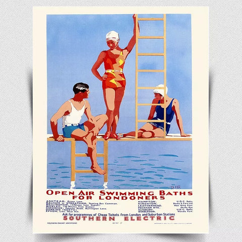 OPEN AIR SWIMMING BATH'S Londoners SIGN METAL SIGN WALL PLAQUE HOT TUB Print