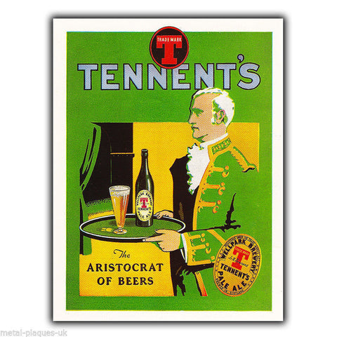 METAL SIGN WALL PLAQUE TENNENT'S BEER Vintage Retro poster Advert Kitchen/Bar