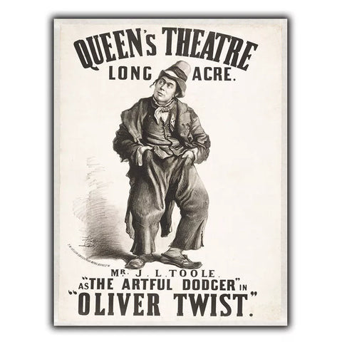 OLIVER TWIST Play QUEEN'S THEATRE METAL SIGN WALL PLAQUE Vintage Musical advert