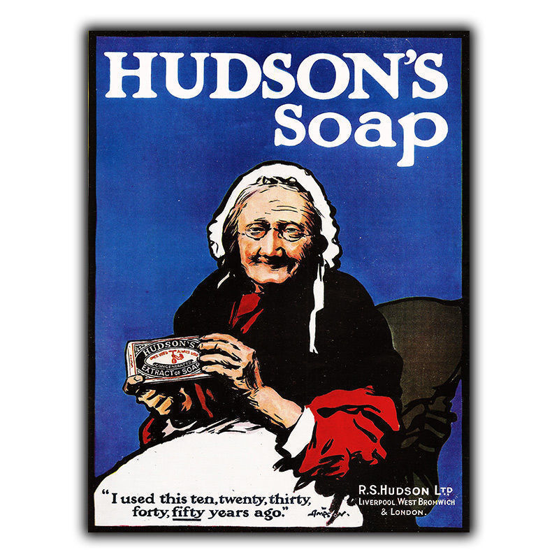 HUDSON'S SOAP METAL SIGN WALL PLAQUE Vintage Bathroom Kitchen Advert art print