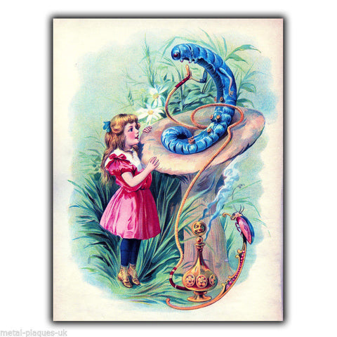 Alice in Wonderland Caterpillar METAL SIGN WALL PLAQUE Vintage A3 - 420 x 297 mm