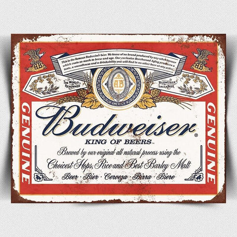 BUDWEISER BEER SIGN METAL PLAQUE print retro Advert Bar Man cave Home Bar