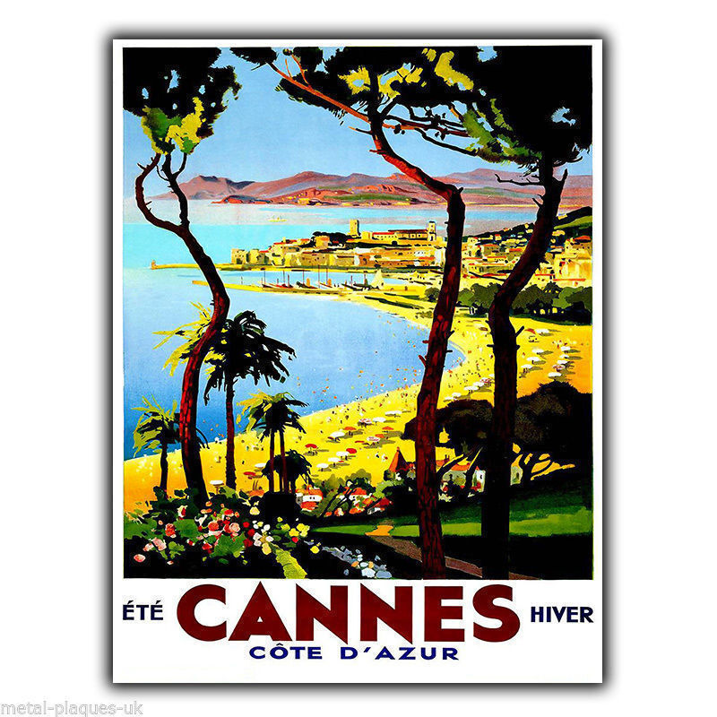 CANNES COTE D'AZUR Vintage Retro Advert METAL WALL SIGN PLAQUE poster print