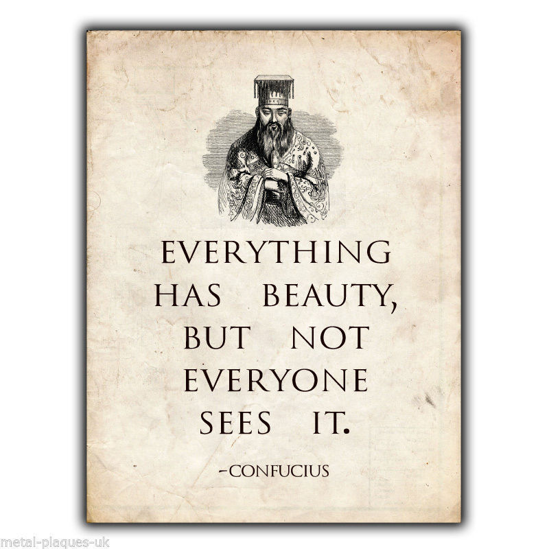 CONFUCIUS EVERYTHING HAS BEAUTY QUOTE SAYING SIGN METAL WALL PLAQUE poster print