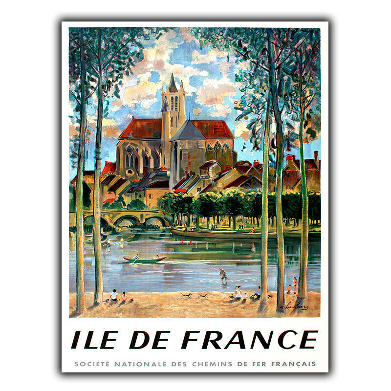 METAL WALL PLAQUE ILE DE FRANCE SIGN Vintage Retro Travel Holiday Advert print