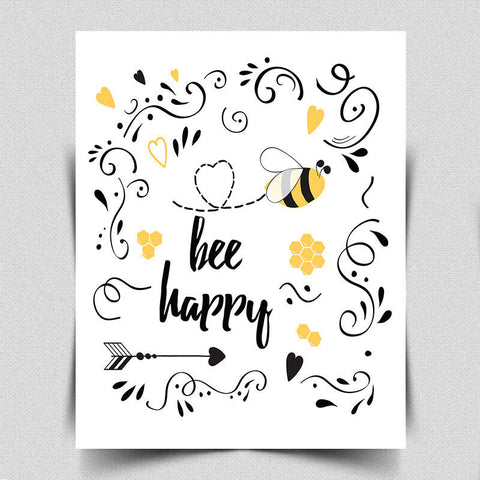 BEE HAPPY BE HAPPY METAL PLAQUE WALL SIGN Inspirational Humorous quote wall art