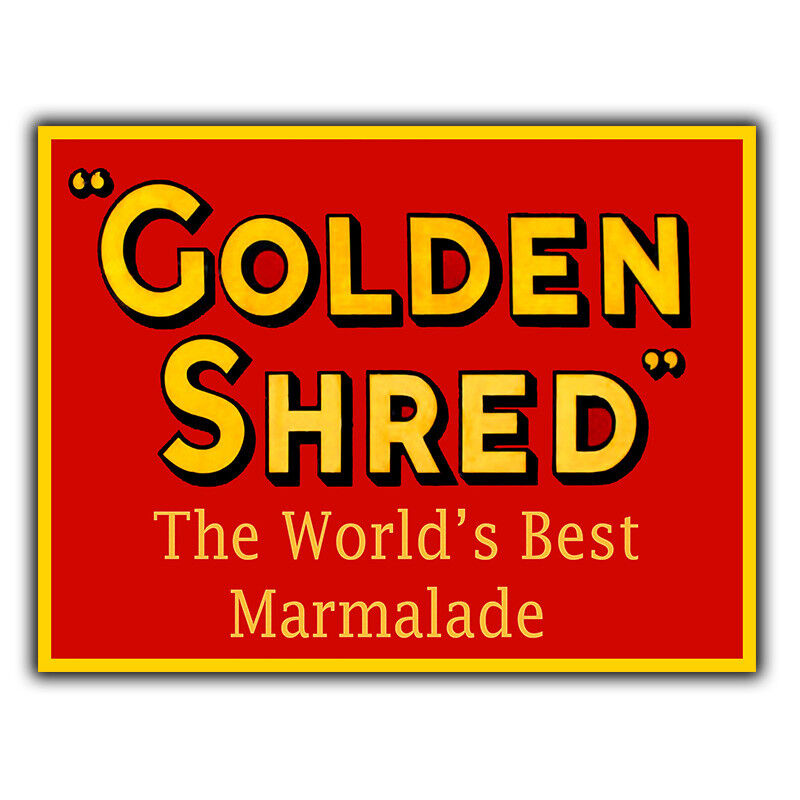 METAL WALL SIGN PLAQUE - GOLDEN SHRED MARMALADE Retro kitchen cafe poster print