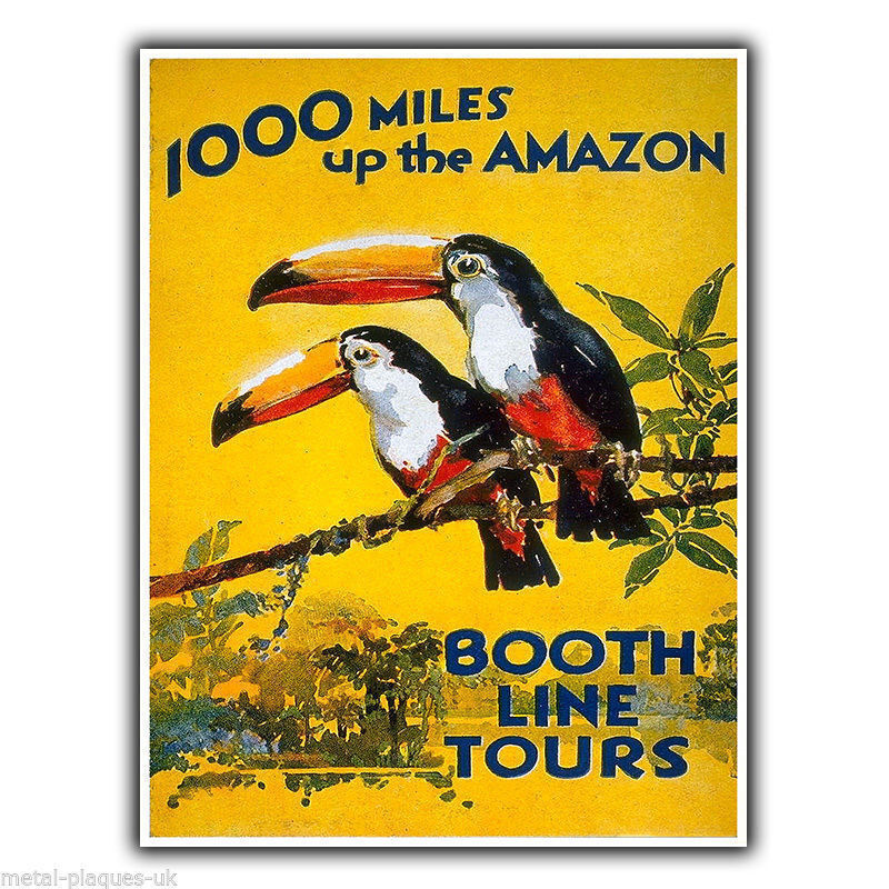 AMAZON TOURS Vintage Retro Travel Advert METAL WALL SIGN PLAQUE poster print