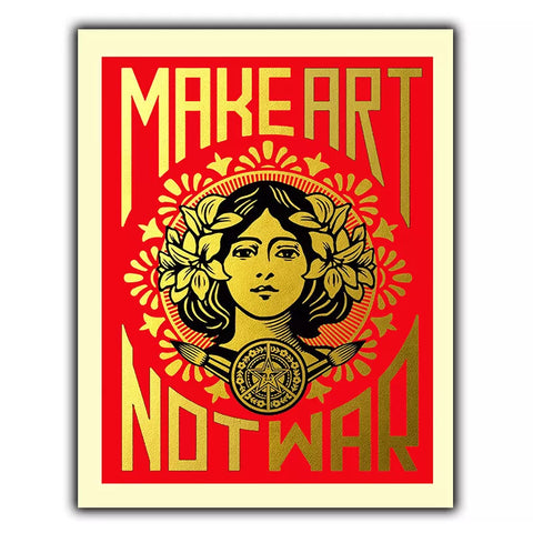 MAKE ART NOT WAR METAL PRINT PLAQUE WALL SIGN Humorous inspirational quote retro