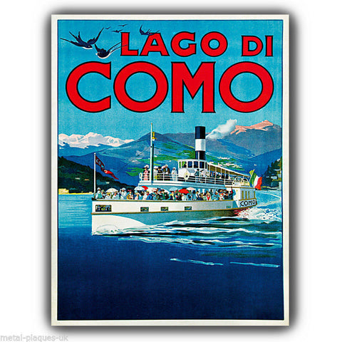 SIGN METAL WALL PLAQUE LAKE COMO ITALY Vintage Adver poster art print picture