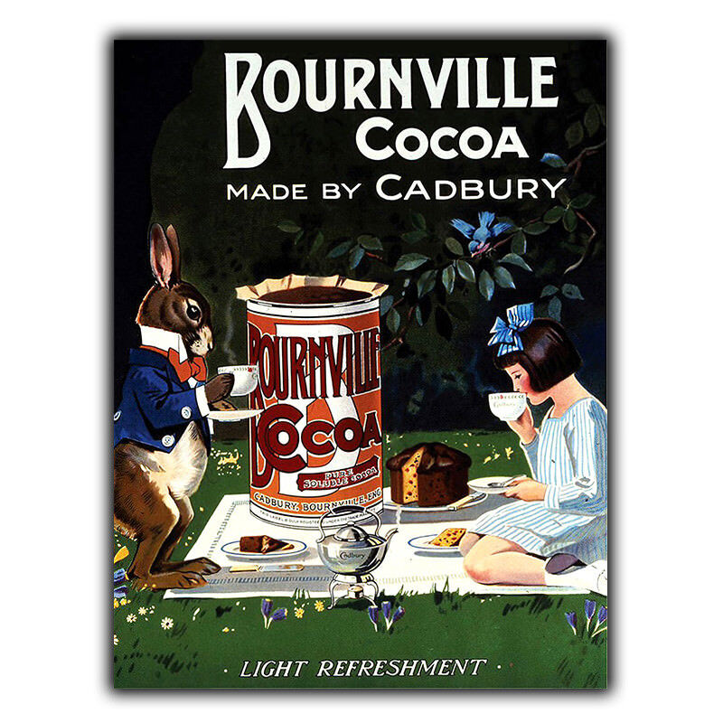 CADBURY'S BOURNVILLE Cocoa BY CHOCOLATE SIGN METAL WALL PLAQUE Advert Kitchen