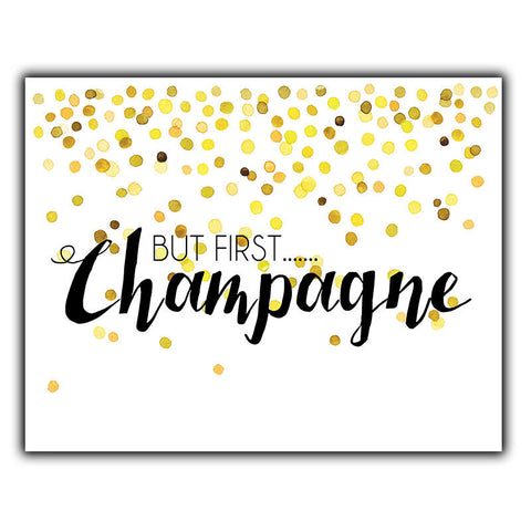 BUT FIRST CHAMPAGNE METAL PLAQUE WALL SIGN Funny Humorous quote kitchen home bar