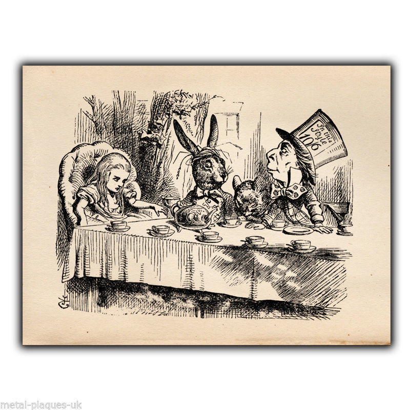 Alice in Wonderland MAD HATTER'S TEA PARTY METAL SIGN WALL PLAQUE print