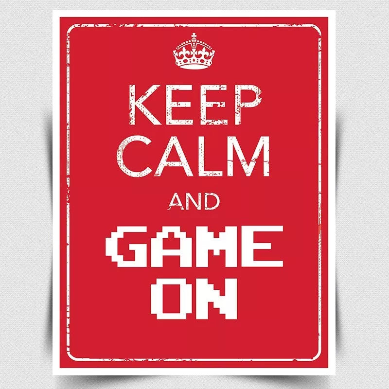 KEEP CALM AND GAME ON Gaming SIGN METAL WALL PLAQUE man cave poster print