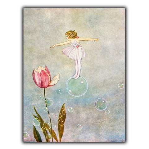 FAIRY ON BUBBLE - SIGN METAL WALL PLAQUE nursery kids childrens playroom bedroom