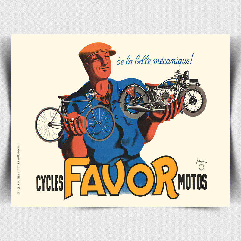 FAVOR CYCLES MOTOR BIKES METAL SIGN WALL PLAQUE French Vintage Advert art print