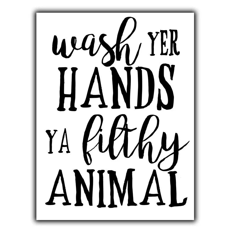 WASH YER HANDS YA ANIMAL METAL WALL PLAQUE Sign print bathroom toilet notice