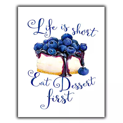 LIFE IS SHORT EAT DESSERT FIRST METAL PLAQUE WALL SIGN Funny Humorous quote