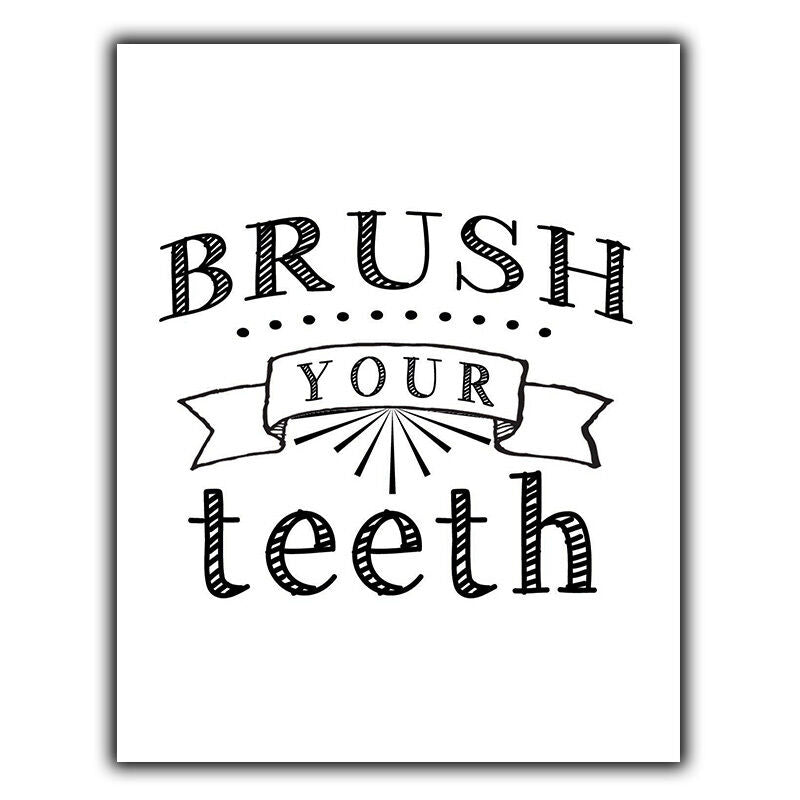 BRUSH YOUR TEETH quote SIGN METAL PLAQUE humorous bathroom decor