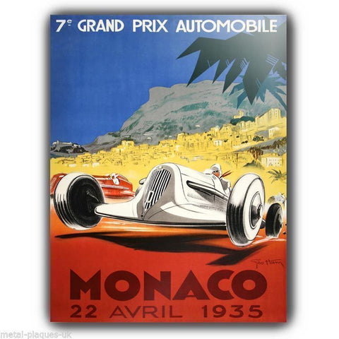 SIGN METAL PLAQUE Vintage MONACO Grand Prix 1935 advert poster art print