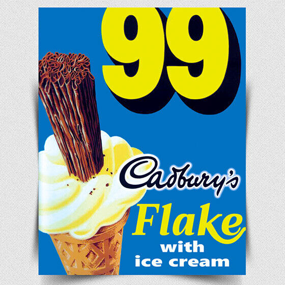 99 Flake Ice Cream Cadbury Metal Sign Advert Retro Retro Plaque - A3 420x297 mm