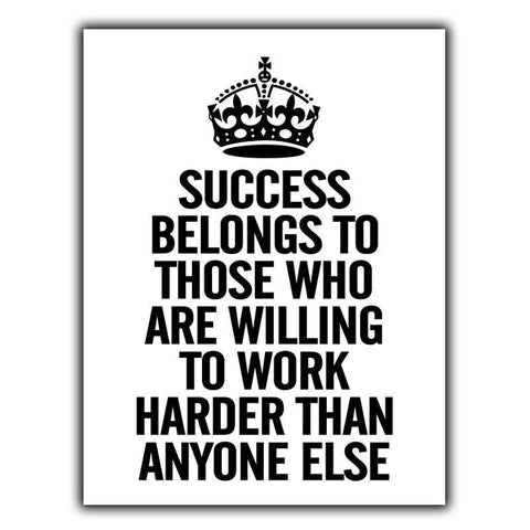 KEEP CALM SUCCESS BELONGS TO THOSE WHO ARE WILLING SIGN METAL PLAQUE poster