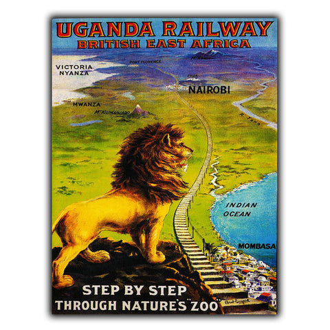 UGANDA RAILWAY METAL SIGN PLAQUE Vintage Retro Travel Holiday Advert poster