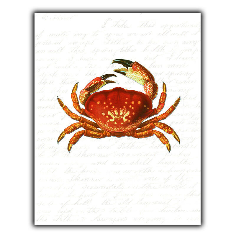 CRAB SEA LIFE METAL PRINT PLAQUE WALL SIGN restaurant kitchen art decor