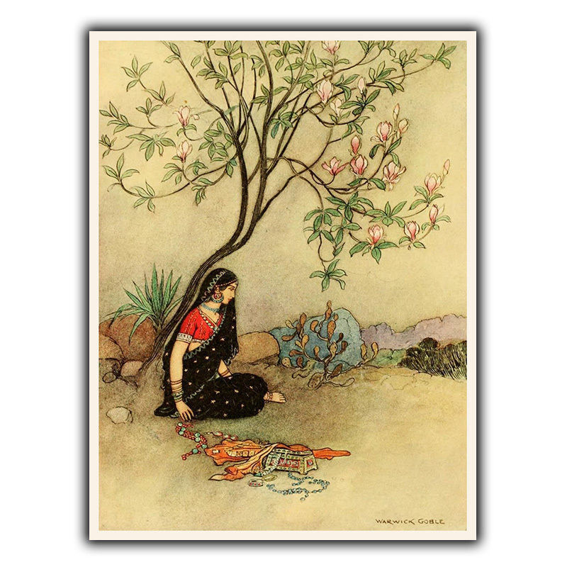 Vintage Indian Scene SIGN METAL PLAQUE art print Warwick Goble Illustration