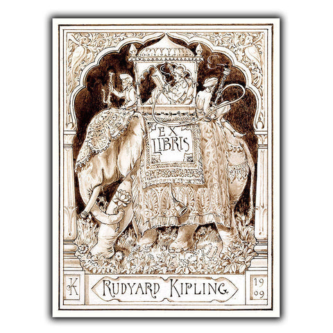 METAL SIGN WALL PLAQUE - Rudyard Kipling bookplate Vintage poster print artwork