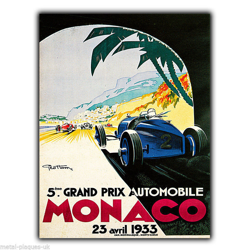 SIGN METAL PLAQUE MONACO GRAND PRIX GP 1933 Retro Vintage poster art print