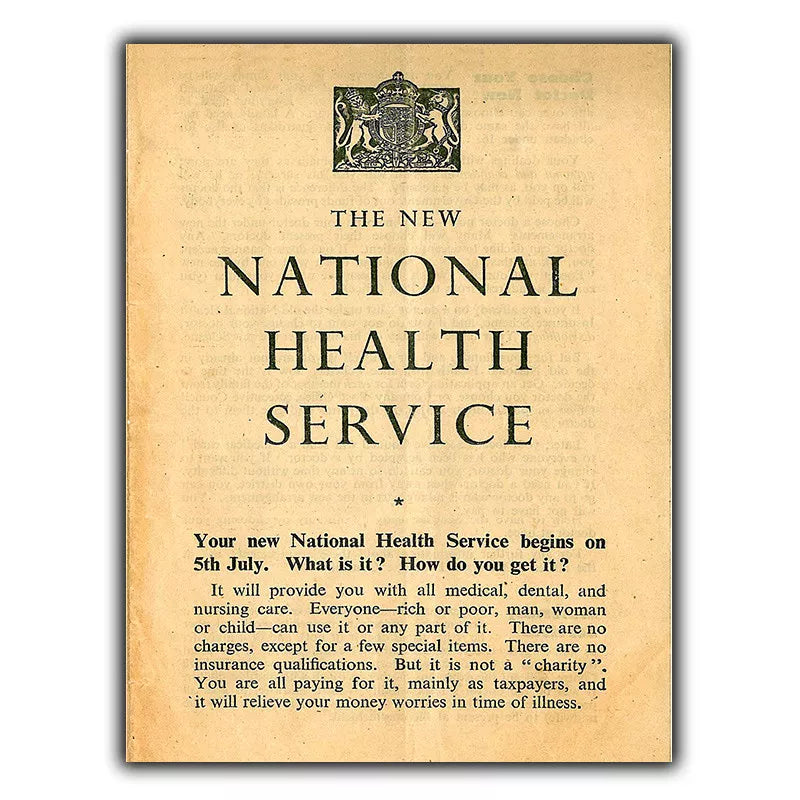 METAL SIGN WALL PLAQUE NHS NATIONAL HEALTH SERVICE UK Vintage 1948 Launch print