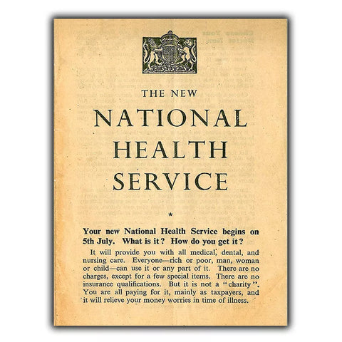 METAL SIGN WALL PLAQUE NHS NATIONAL HEALTH SERVICE UK Vintage 1948 Launch print