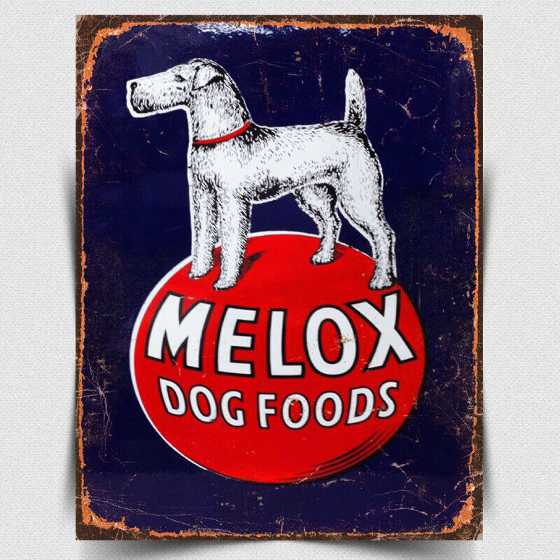 WALL SIGN METAL PLAQUE MELOX DOG FOODS Vintage Retro poster Advert kitchen 1930s