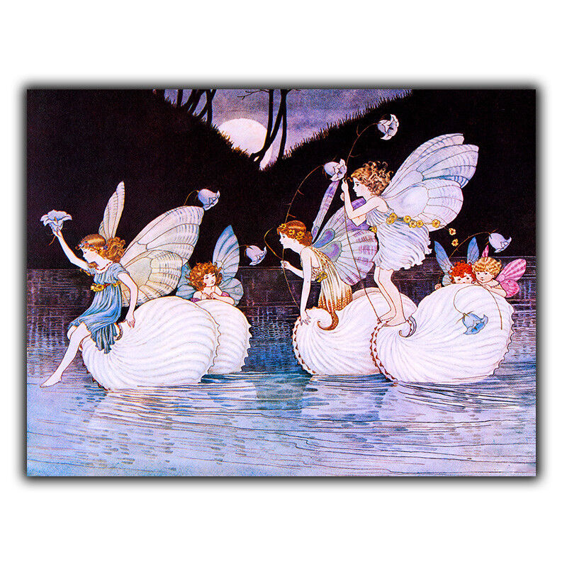 FAIRY'S ON SHELLS SIGN METAL WALL PLAQUE nursery children's playroom bedroom