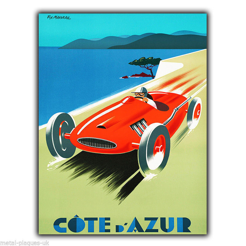 COTE D'AZUR French Riviera Vintage METAL SIGN WALL PLAQUE poster art print