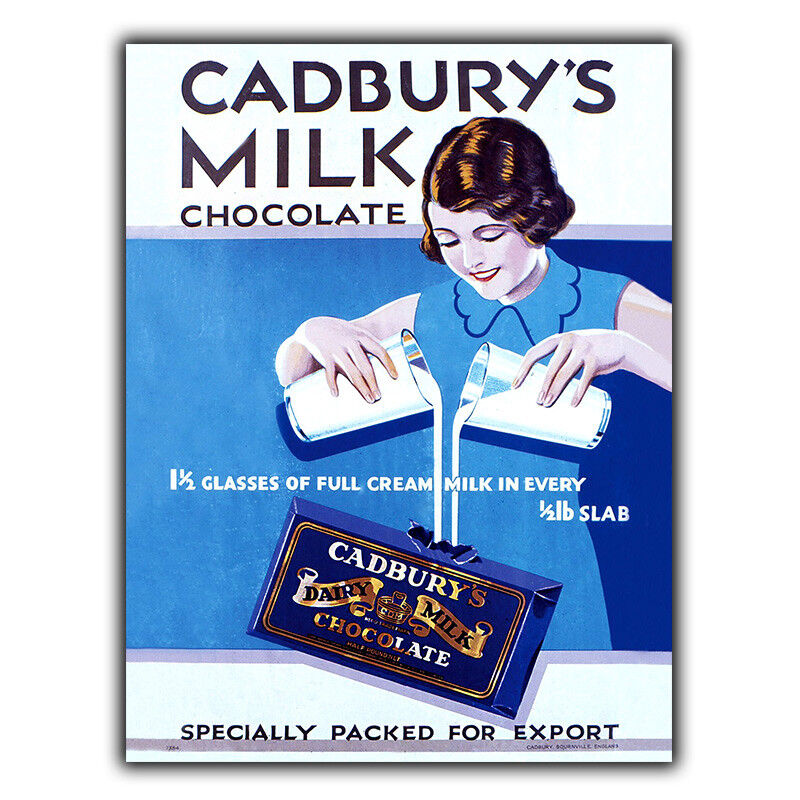 CADBURY MILK CHOCOLATE Vintage Retro METAL WALL SIGN PLAQUE - A3 420 x 297 mm