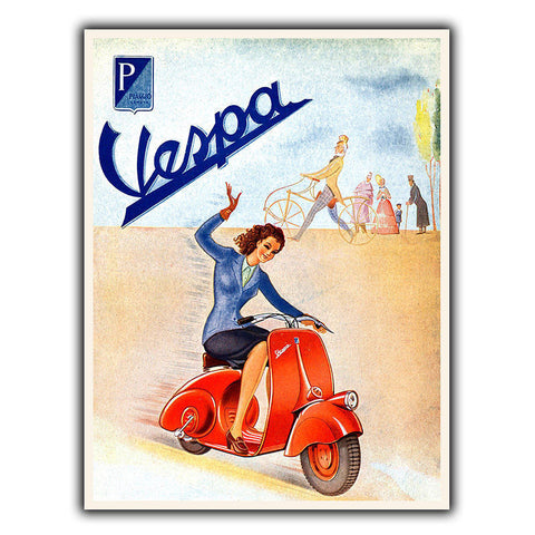 VESPA SCOOTER BIKES Vintage Retro Old Advert METAL WALL SIGN PLAQUE poster print