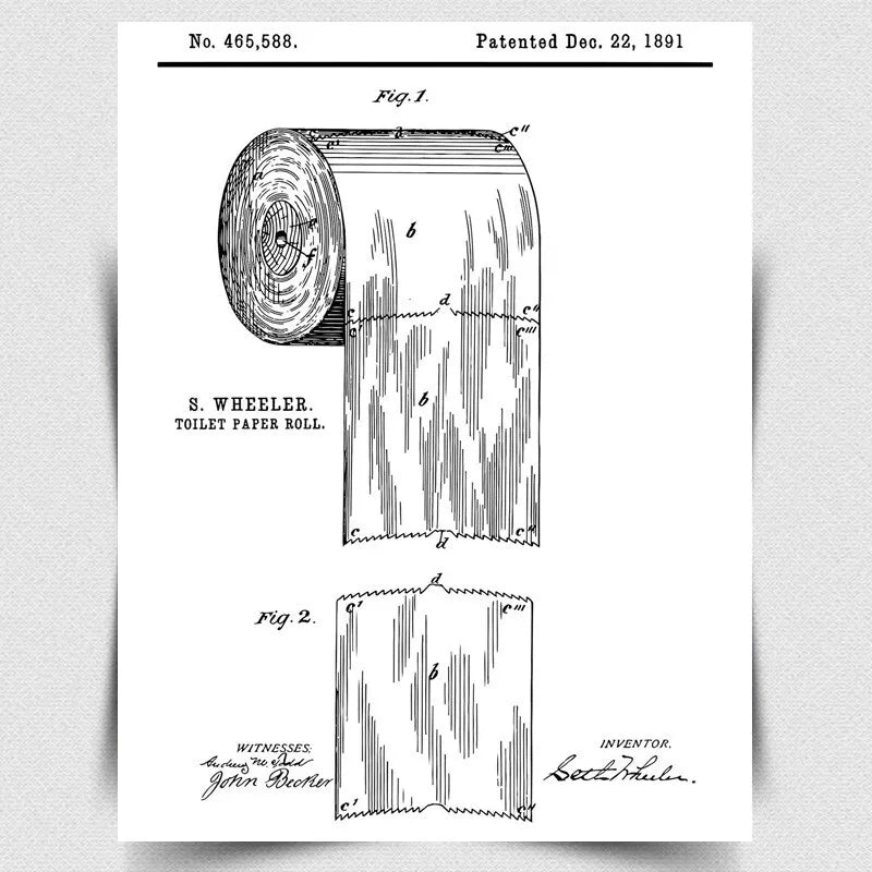 METAL SIGN WALL PLAQUE TOILET ROLL PATENT Toilet Design poster print picture A5