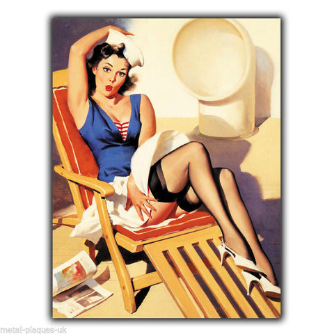 SIGN METAL PLAQUE PIN-UP NAVY GIRL ELVGREN PIN UP retro poster art picture