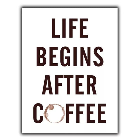 LIFE BEGINS AFTER COFFEE SIGN METAL WALL PLAQUE poster print hanging kitchen