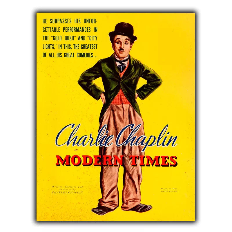 Charlie Chaplin SIGN METAL PLAQUE Modern Times film print man cave cinema room