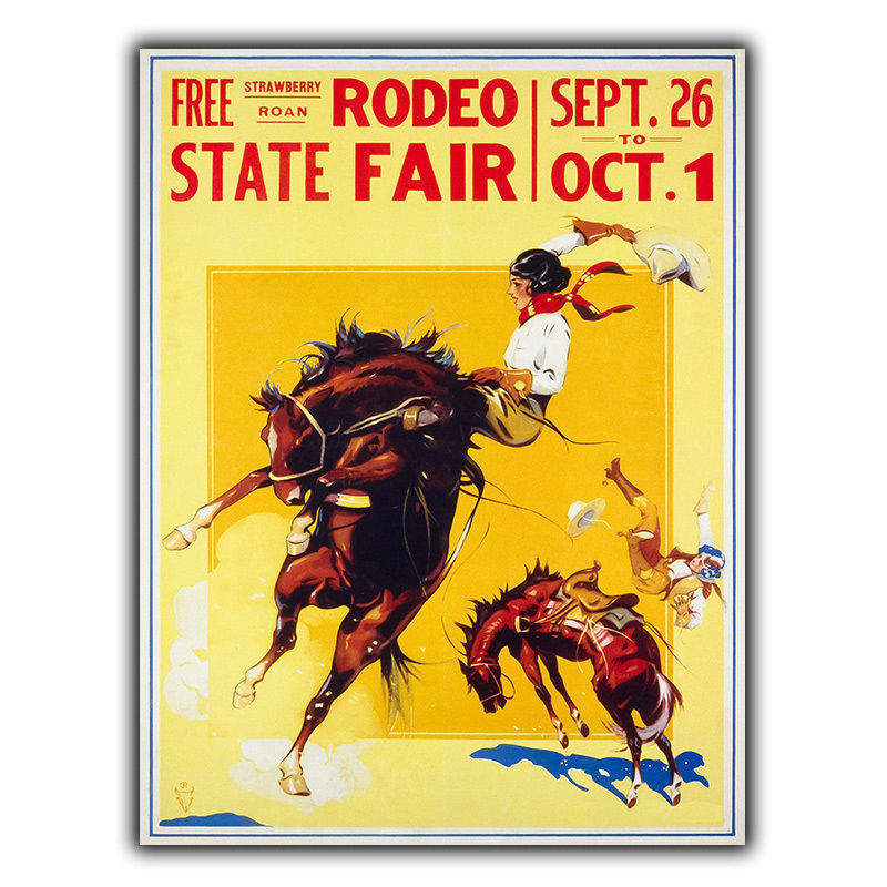 AMERICAN RODEO STATE FAIR SIGN METAL WALL PLAQUE Vintage Retro Travel Advert