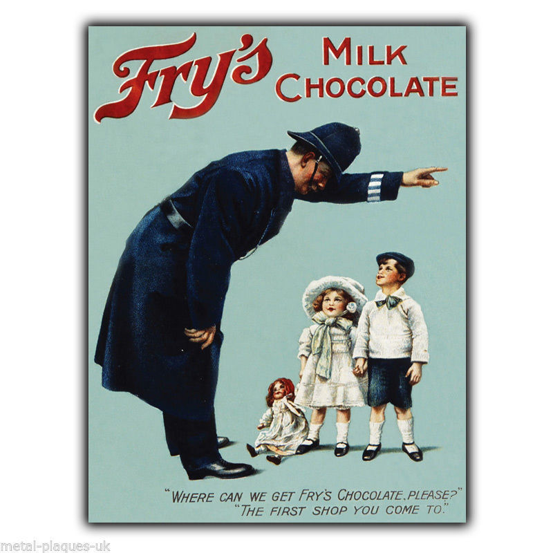 SIGN METAL WALL PLAQUE FRY'S MILK CHOCOLATE Retro Vintage poster picture c1890s