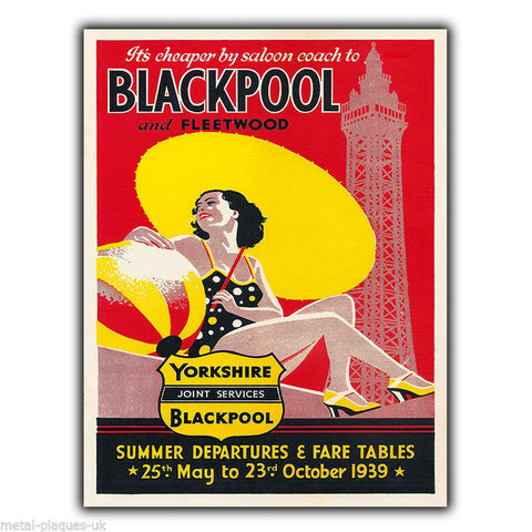 BLACKPOOL Vintage Retro Travel Advert METAL WALL SIGN PLAQUE poster print