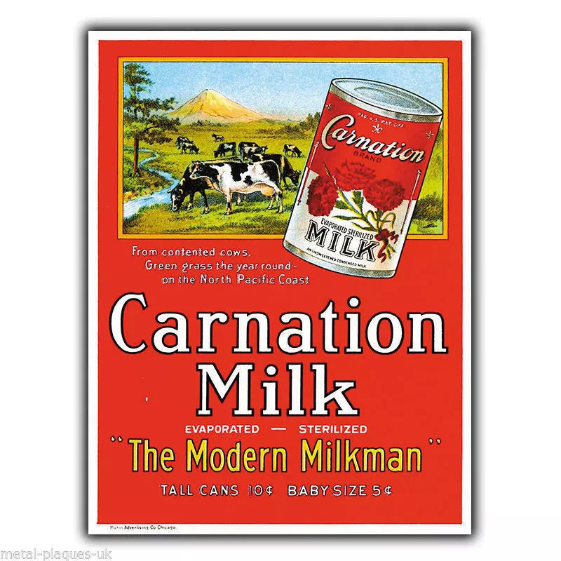 CARNATION MILK METAL SIGN WALL PLAQUE PRINT Retro Vintage poster Advert 1930's